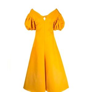 NWT Rosie Assoulin short puff sleeves gown yellow size 8
